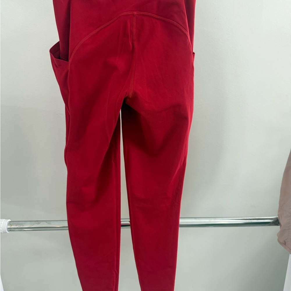 Lululemon Red High-Rise Leggings w/ Side Pockets | Athletic - Picture 2 of 3